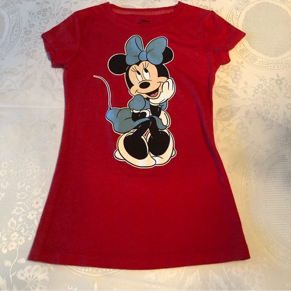 Disney Minnie Mouse Girls Size XS Red T-Shirt Short Sleeves Elastic Tee - Picture 9 of 12